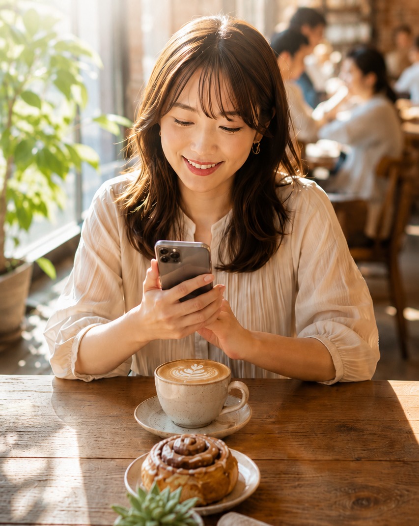 カフェで過ごす朝